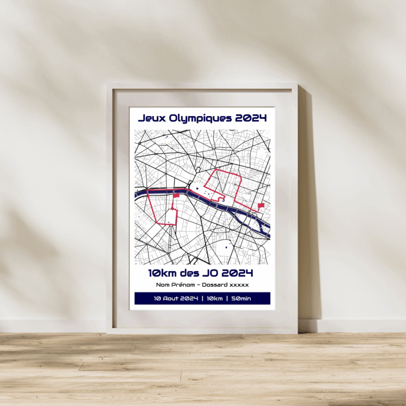 AFSRU0002 - Cadre - JO Paris 2024 10km Affiche carte 10km pour tous JO 2024 Paris