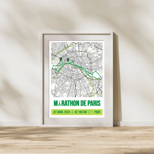 Affiche carte marathon Paris Schneider 2024