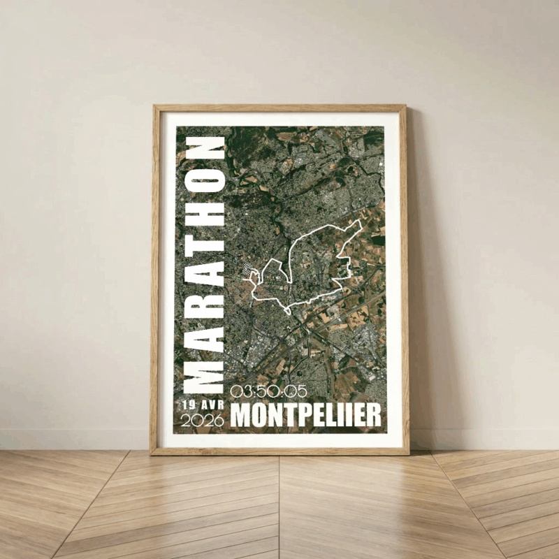 AFSRU0008-2026_Mockup Cadre Bois Affiche carte marathon Montpellier