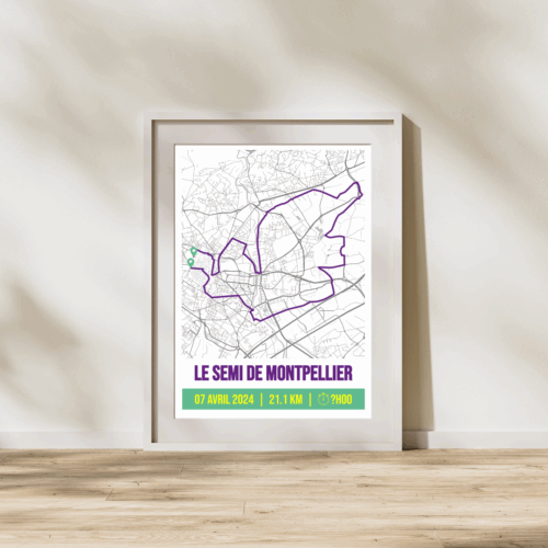 Affiche carte semi-marathon Montpellier 2024