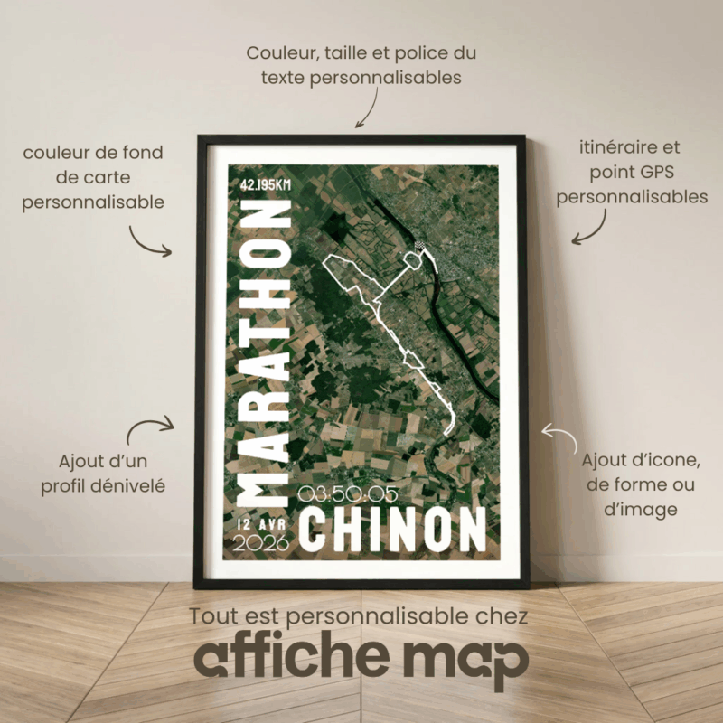 Affiche carte marathon Chinon