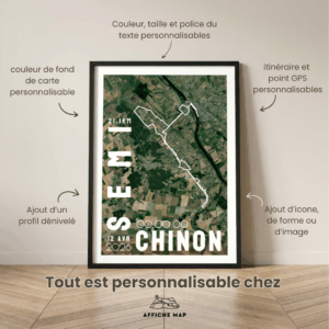 Affiche carte semi-marathon Chinon