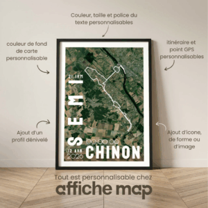 Affiche carte semi-marathon Chinon