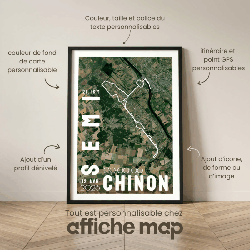 Affiche carte semi-marathon Chinon