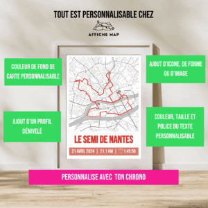 Affiche carte semi-marathon Nantes 2024
