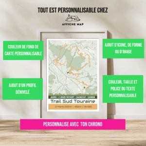 Affiche carte trail sud Touraine 2024 46km