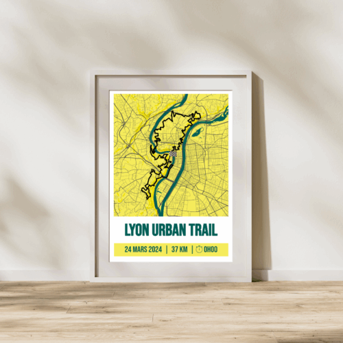 AFSTR0002 - Cadre - lyon urban trail 37km 2024 Affiche carte Lyon urban trail 37km 2024