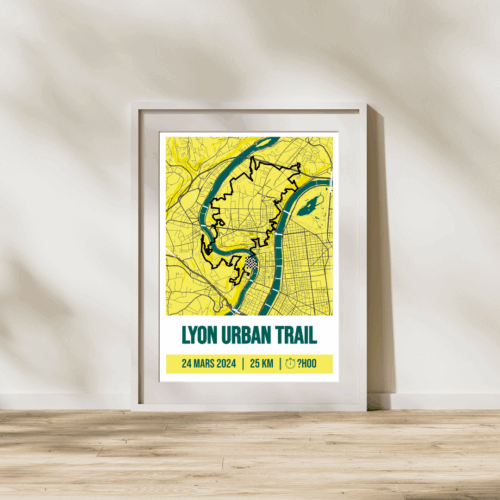 Affiche carte Lyon urban trail 25km 2024