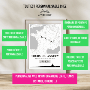 Affiche carte vélo France