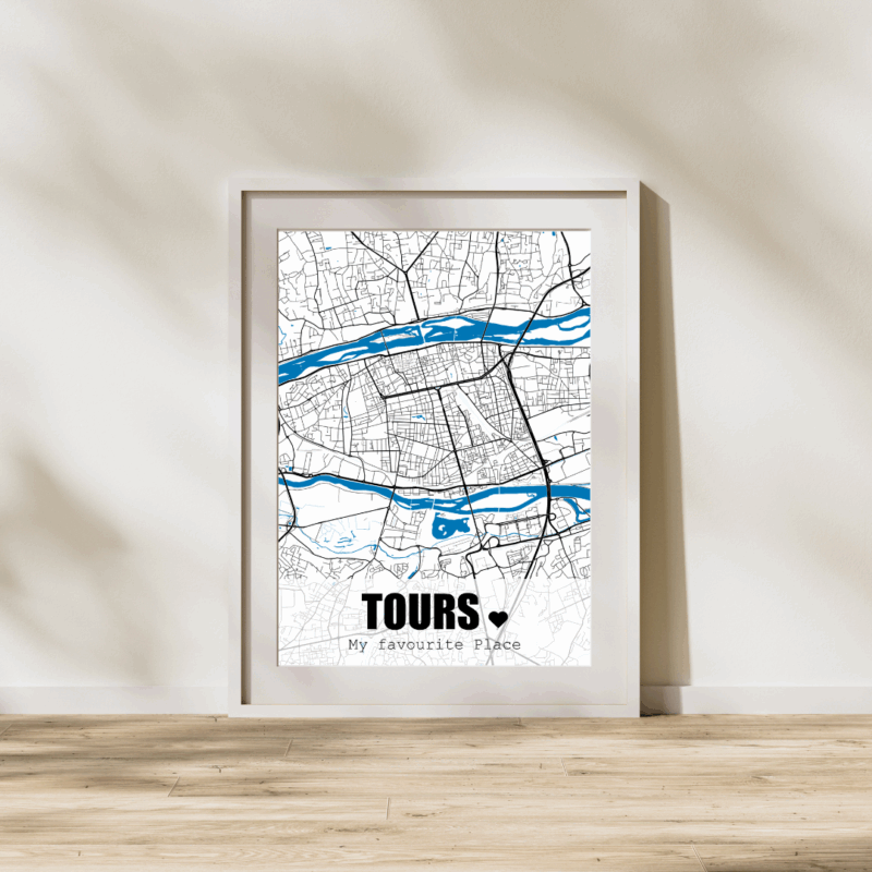 AFVI0001 - Carte - Tours Affiche carte de la ville de Tours