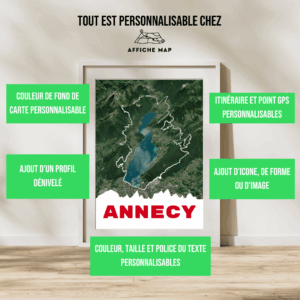 Affiche carte de la ville d'Annecy