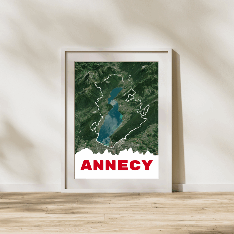Affiche carte de la ville d'Annecy