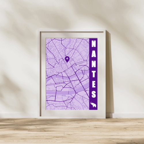 Affiche carte de la ville de Nantes