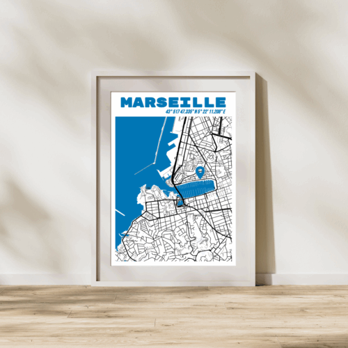 Affiche carte de la ville de Marseille