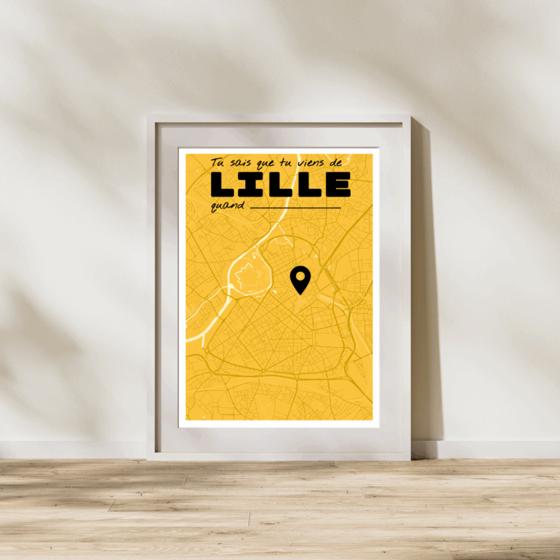 Affiche carte de la ville de Lille