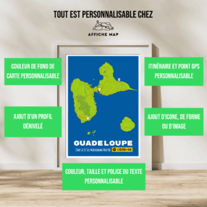 Affiche carte de la Guadeloupe