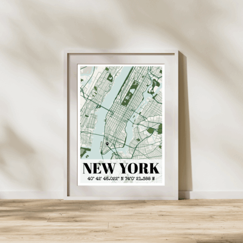 Affiche carte de la ville de New York