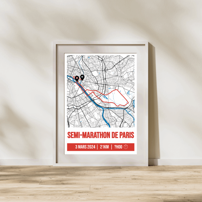 Affiche carte semi-marathon Paris