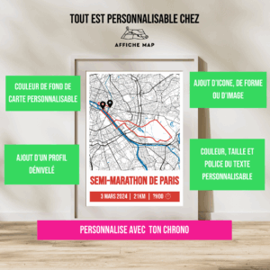 Affiche carte semi-marathon Paris