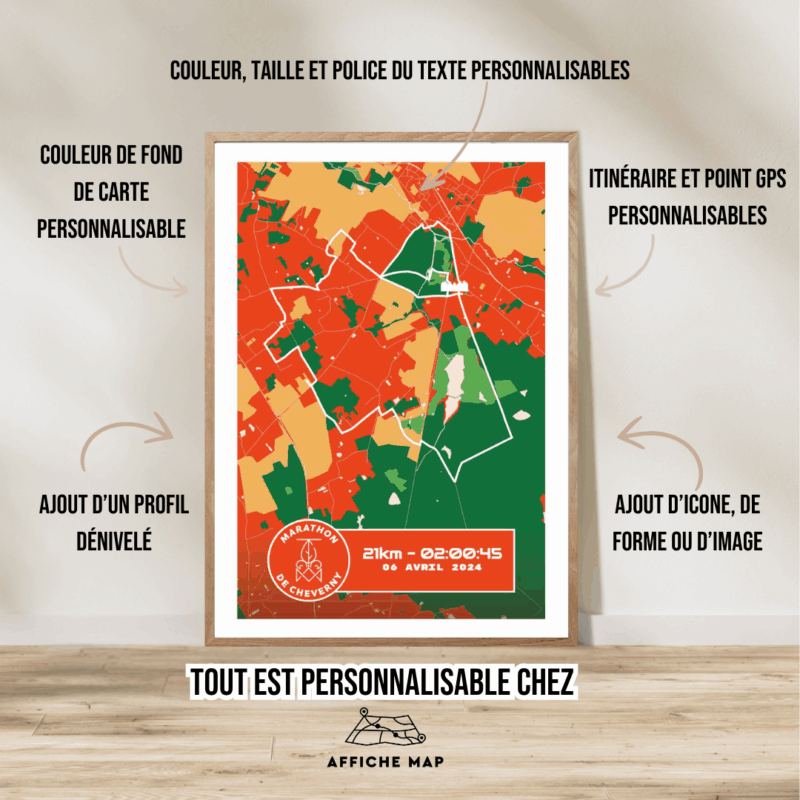 Affiche carte semi marathon Cheverny 2025