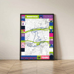 AFSRU00015-Marathon-Flashy_Mockup Cadre Noir Affiche carte marathon Tours