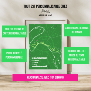 Affiche carte marathon Paris Schneider 2024