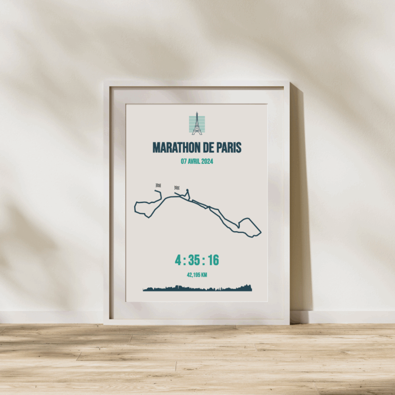 Affiche carte minimaliste marathon Paris Schneider 2024
