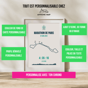 Affiche carte minimaliste marathon Paris Schneider 2024