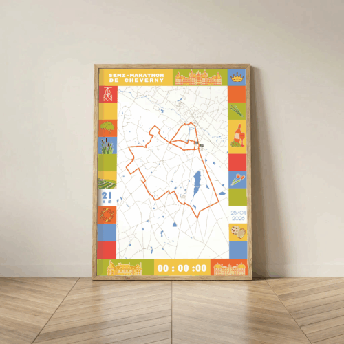 Affiche carte semi marathon Cheverny