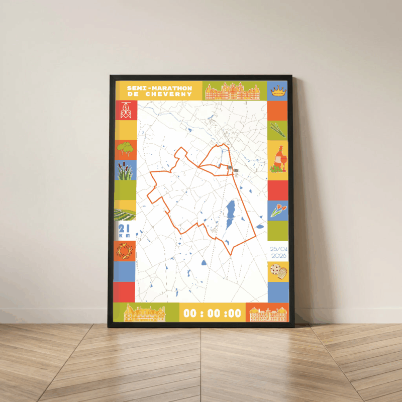 Affiche carte semi marathon Cheverny