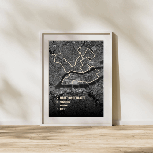 Affiche carte satellite marathon Nantes 2024