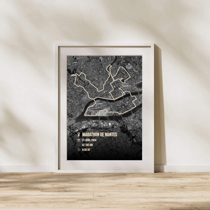 Affiche carte satellite marathon Nantes 2024