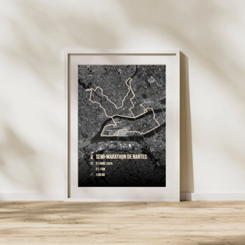 Affiche carte satellite semi marathon Nantes 2024