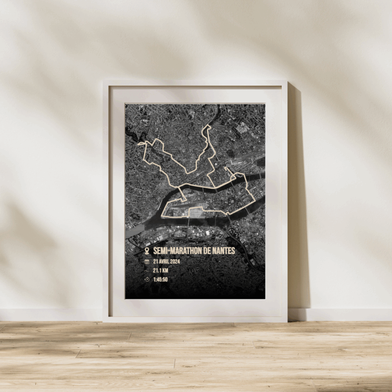 Affiche carte satellite semi marathon Nantes 2024