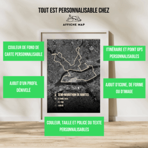 Affiche carte satellite semi marathon Nantes 2024