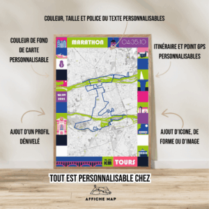 Affiche carte marathon Tours