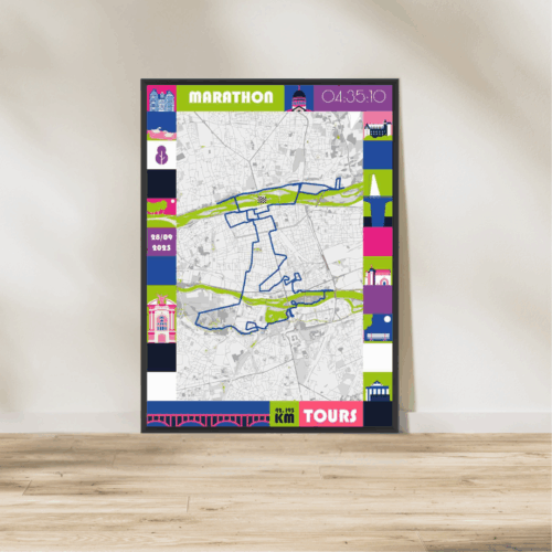 Affiche carte marathon Tours