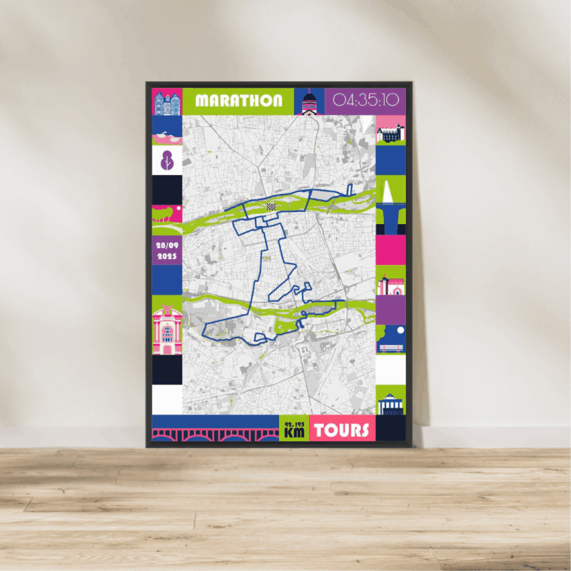 Affiche carte marathon Tours
