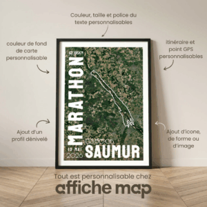 Affiche carte satellite Saumur Marathon