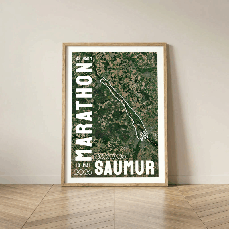Affiche carte satellite Saumur Marathon
