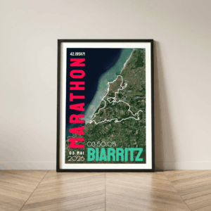 Affiche carte marathon de Biarritz