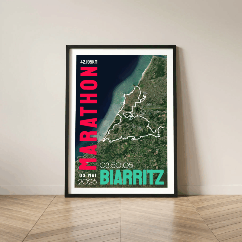 Affiche carte marathon de Biarritz