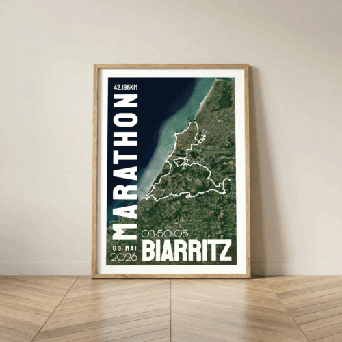 Affiche carte satellite marathon de Biarritz