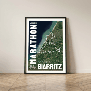 AFSRU00021b-2026_Cadre Noir_42.195km_Mockup_Affiche marathon Biarritz Affiche carte satellite marathon de Biarritz