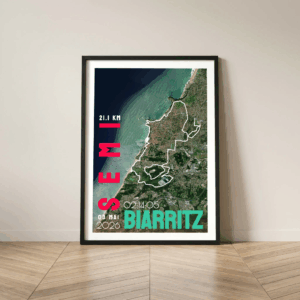 Affiche carte semi-marathon de Biarritz