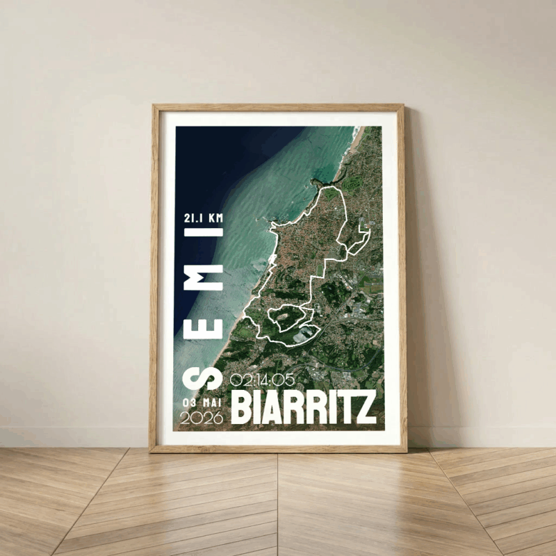 Affiche carte satellite semi-marathon de Biarritz