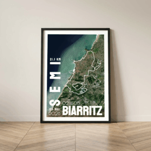 Affiche carte satellite semi-marathon de Biarritz