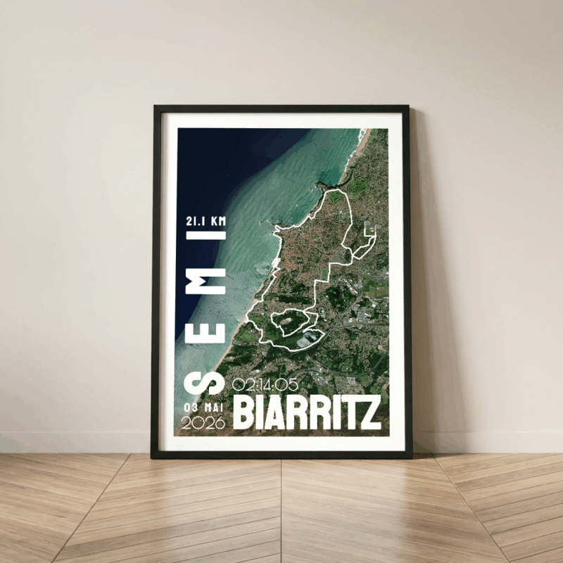 Affiche carte satellite semi-marathon de Biarritz