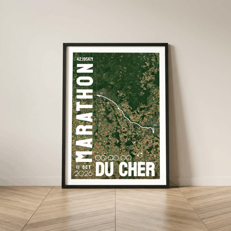 AFSRU00024a_Cadre Noir_42.195km_Mockup_Affiche Marathon du Cher Affiche carte marathon du Cher Bourges Vierzon