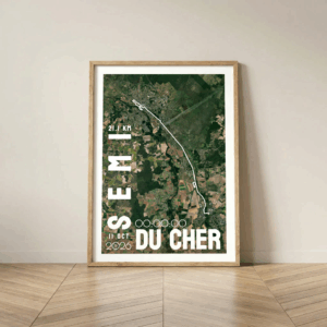 AFSRU00024b_Cadre Bois_21.1km_Mockup_Affiche SemiMarathon du Cher Affiche carte semi-marathon du Cher Bourges Vierzon